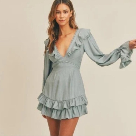 Saints + Secrets Ruffle Long Sleeve Mini Dress - Picture 2 of 7